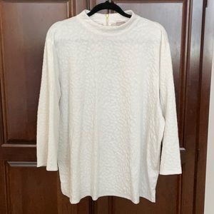 CHICO’S Mock Turtleneck Tunic in Flocked Ivory - Size XXL (Chico’s Size 4)